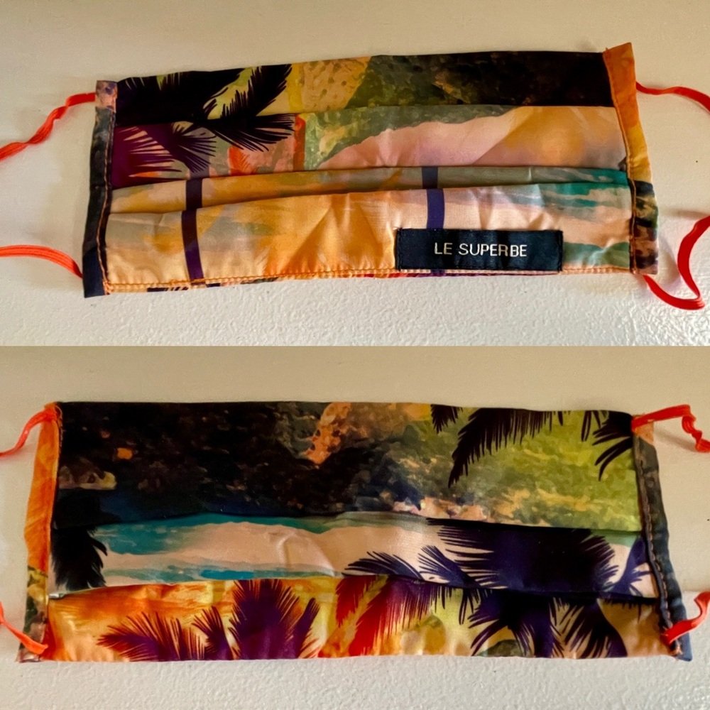 LE SUPERBE Tropical Print REVERSIBLE Fabric FACE MASK O/S